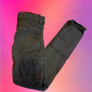 Guess jeans, moto style, black and dark grey distressed, textured panels, 26
